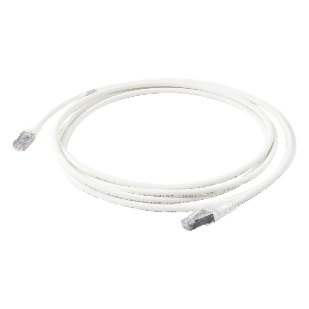 Patch cord Cat6A S/FTP, 3.05 m, blanco, 28 AWG