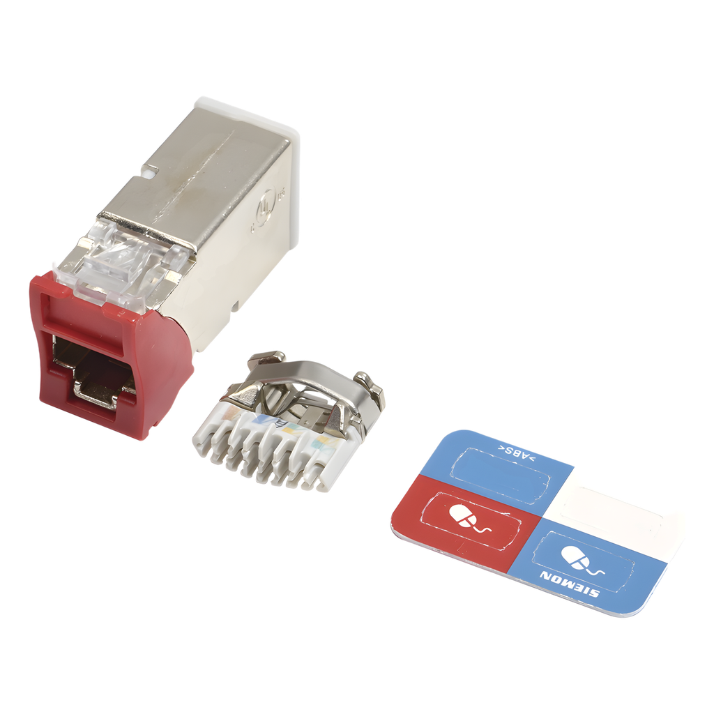 Jack RJ45 Cat6A, blindado, rojo