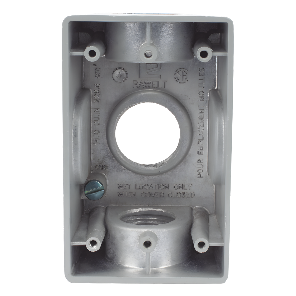 Caja Condulet FS de 1" (25.4 mm ) con tres bocas una arriba y una atrás a prueba de intemperie