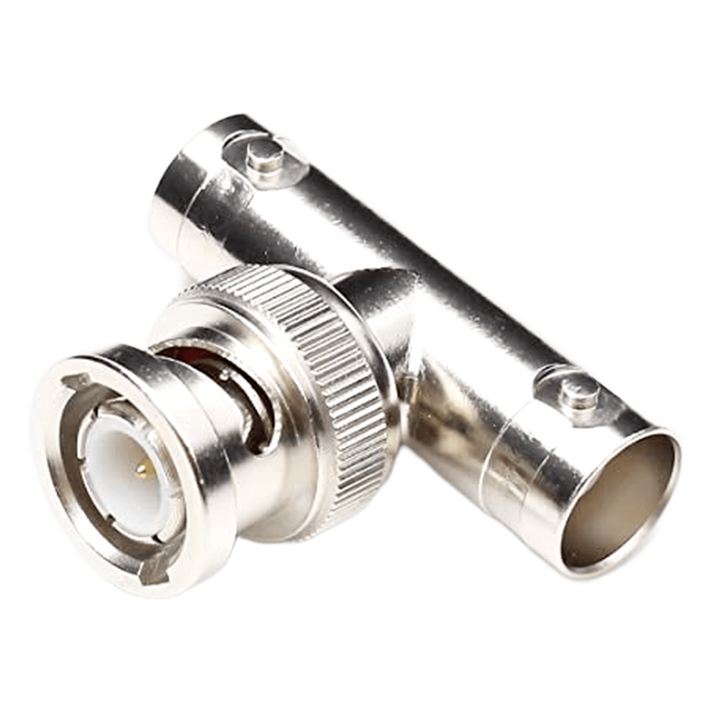 Adaptador en T para 75 Ohm de Conector BNC Macho a Doble BNC