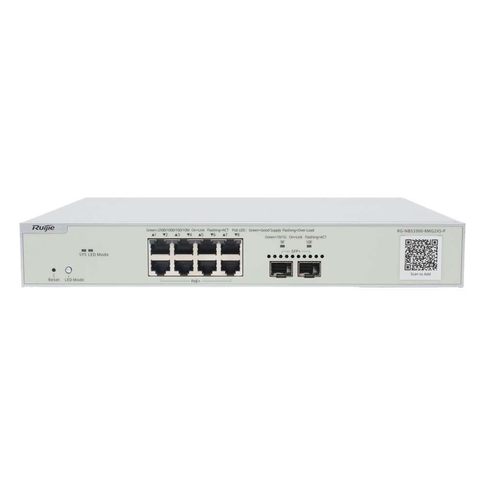 Switch Multi-Gigabit PoE+ Capa 2 con 8 Puertos 2.5G PoE+ hasta 240W y 2 Uplink SFP+ 10G,Administrable Cloud, Diseñado Para Access Points WiFi 6 / 7