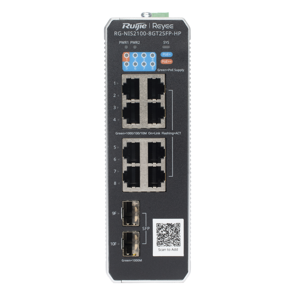 Switch industrial 1 puertos, PoE+, 2 SFP, 300 W