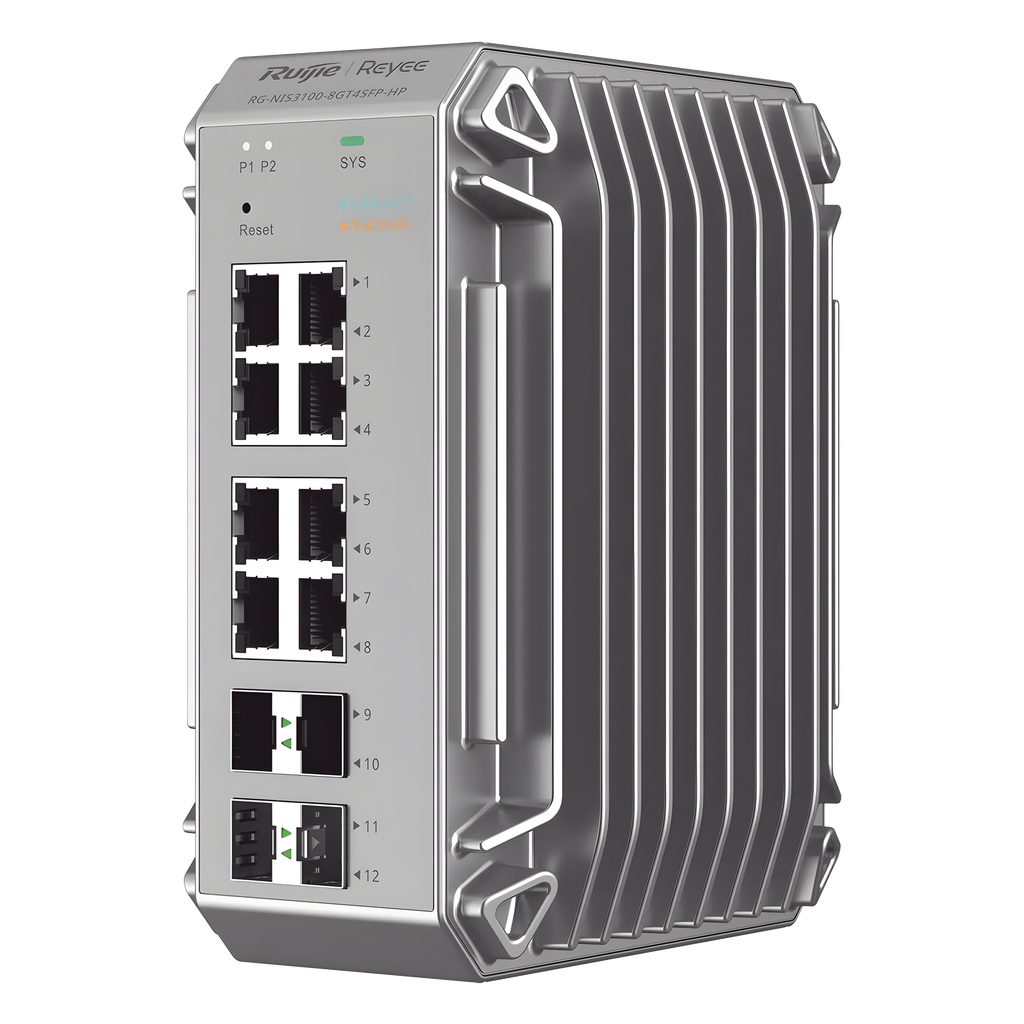 Switch industrial administrable 8 puertos, PoE, Gigabit, 4 puertos SFP