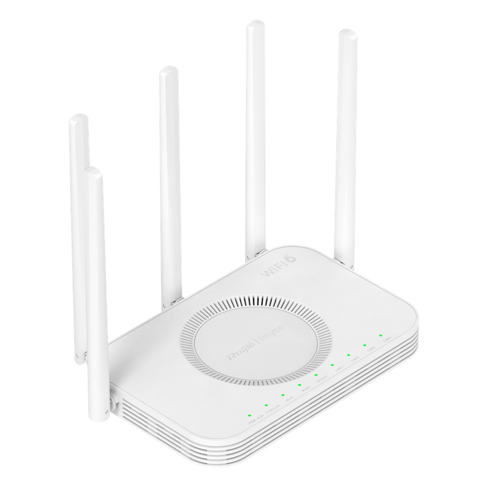 Router ONU GPON / EPON Wi-Fi 6 / 3000 Mbps (2.4 GHz + 5 GHz) / Puerto PON SC / UPC / 4 Puertos Gigabit LAN / WAN / Puerto USB 2.0 / 5 Antenas Externas / Mesh / 192 Clientes