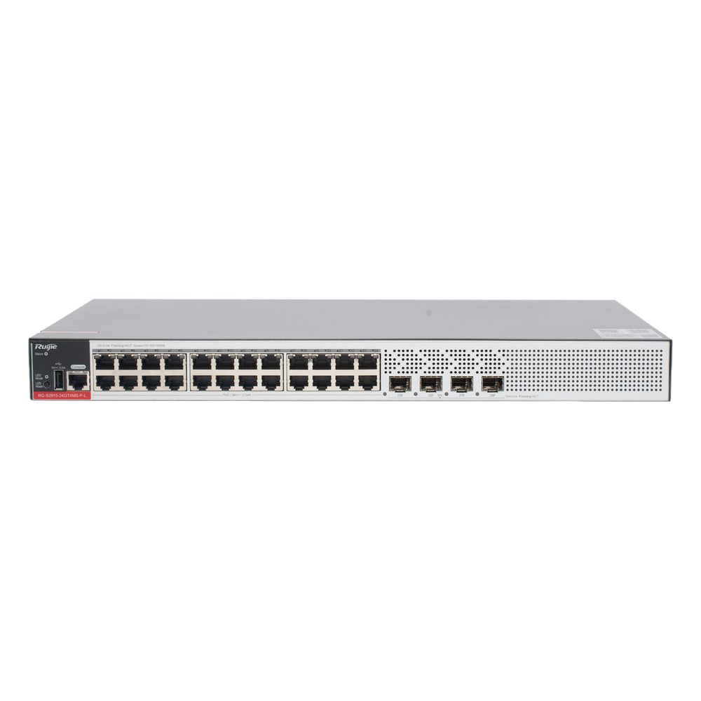 Switch administrable 24 puertos, PoE+, Gigabit, capa 2, 370 W