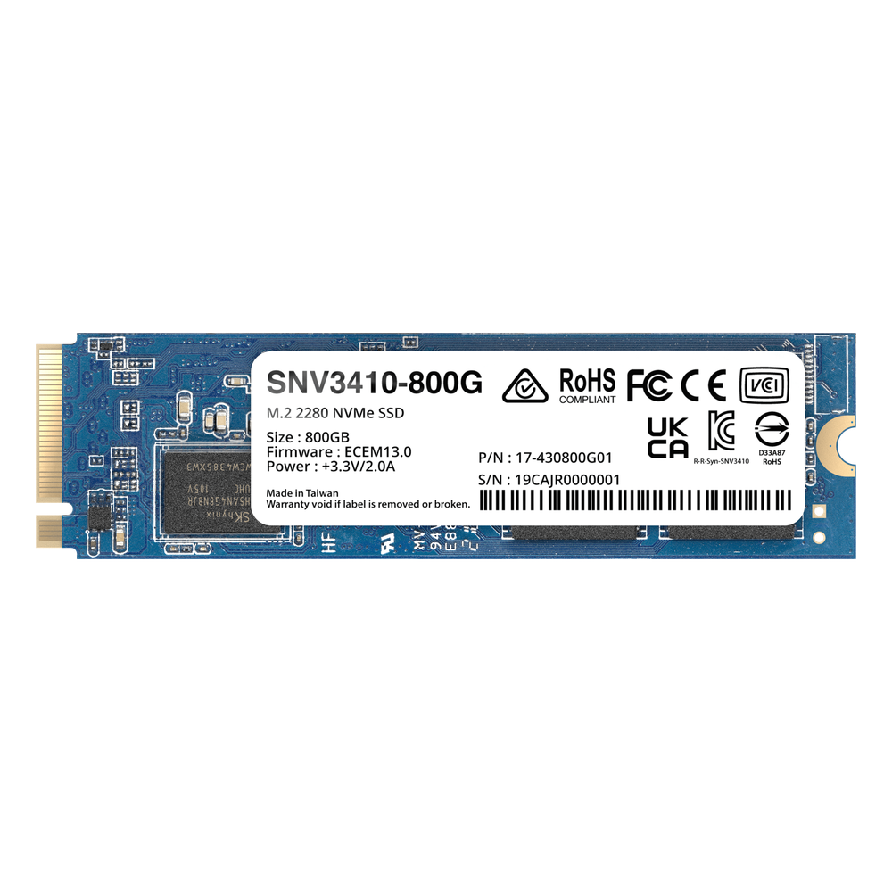 SSD NVMe M.2 SNV3410 / 3510 | SSD 400GB | Alto Rendimiento 400000 IOPS Lectura | 70000 IOPS Escritura | Resistencia 1022 TBW | Protección de Datos Integral | Análisis de Vida Útil | Diseñada para Sistemas Synology
