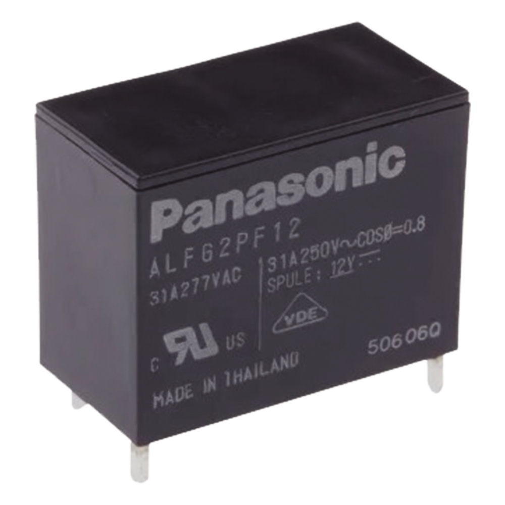 Relevador de 4 pines para tarjetas impresas Through-Hole de 12 Vcc, 31 Amp