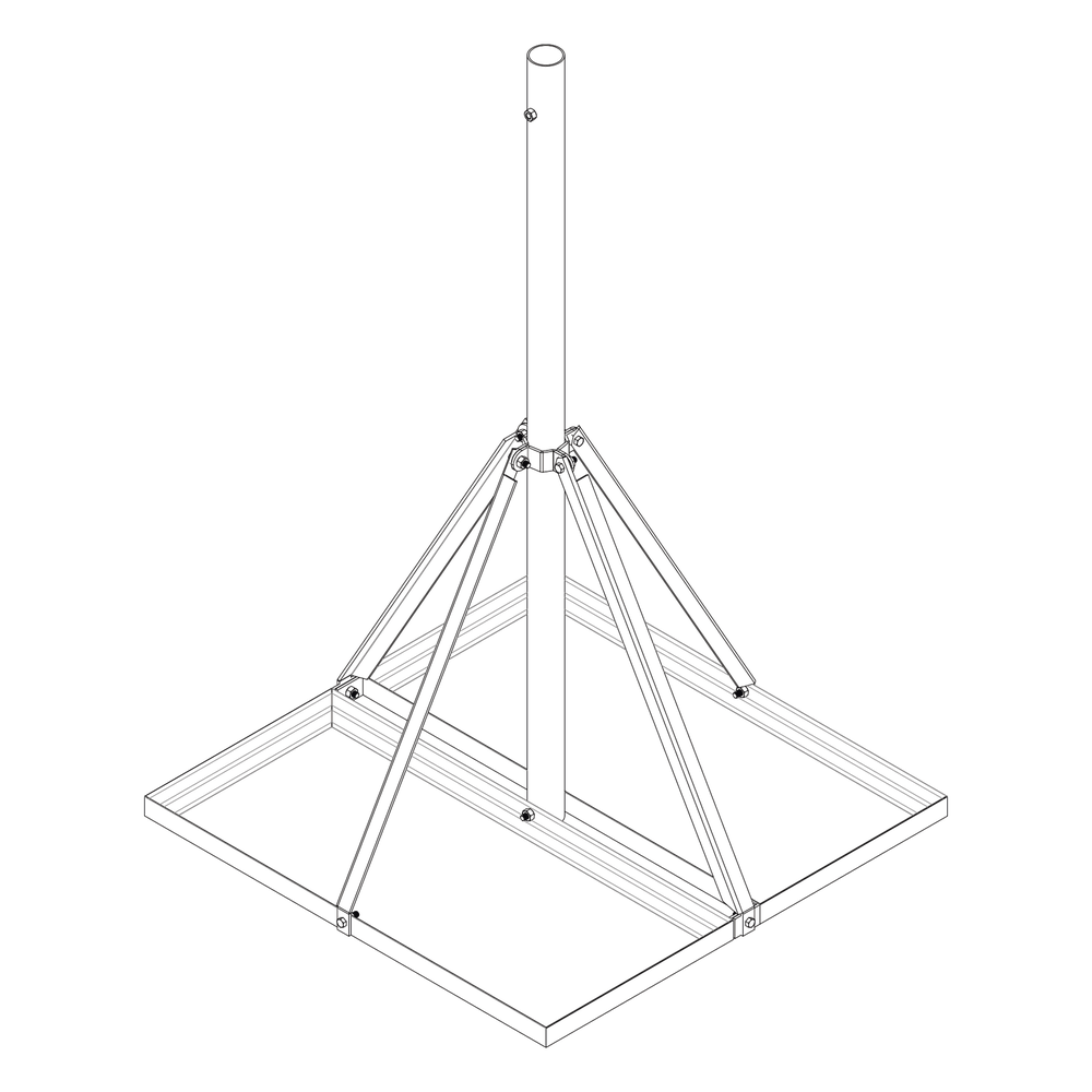 [S-BNP-901] Base No Penetrante Base de 0.9 x 0.9 m con Mástil de 1.5 m x 2"