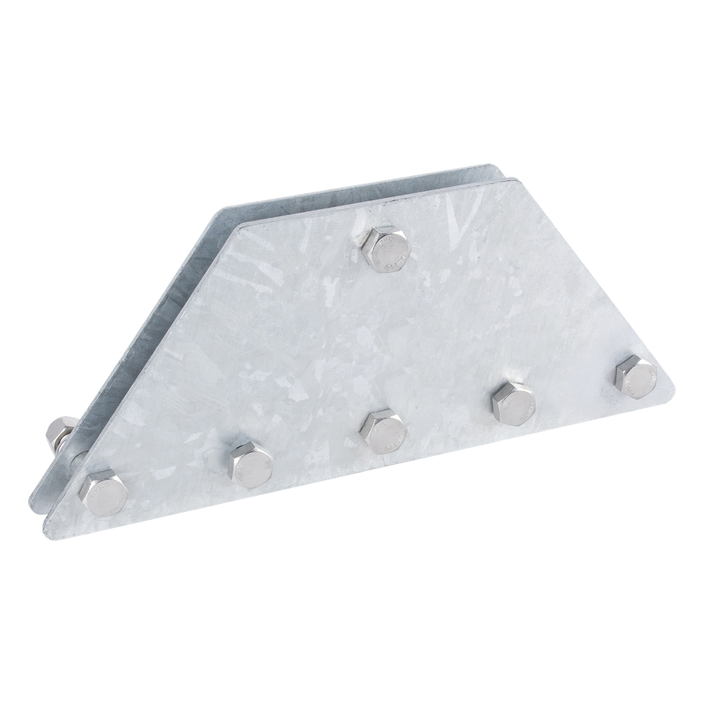 Placas igualadoras con tornillería y separadores, para 6 retenidas. Galvanizado en inmersión