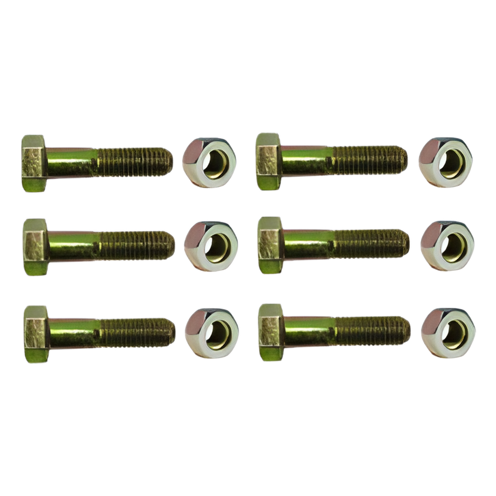 Paquete de 6 tornillos grado 5 y tuercas tropicalizadas 1 1/4"