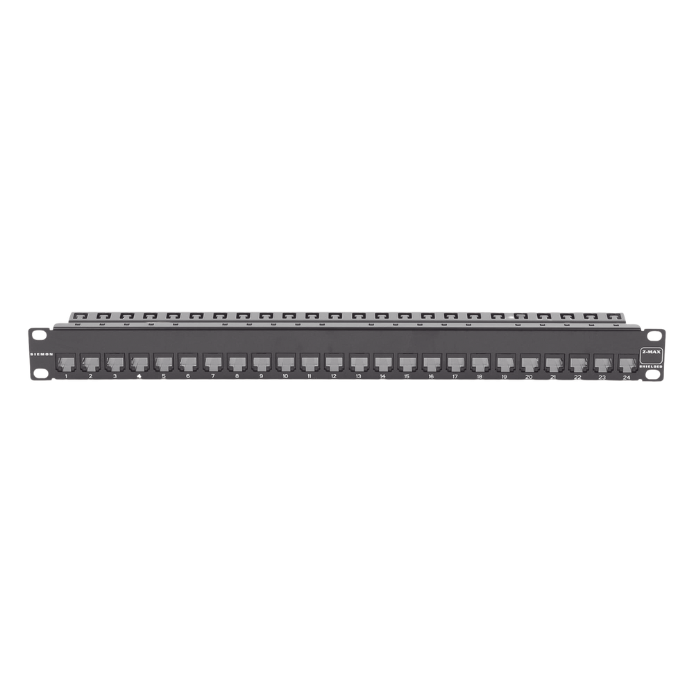 Panel de parcheo Cat6A 24 puertos, 1UR, blindado