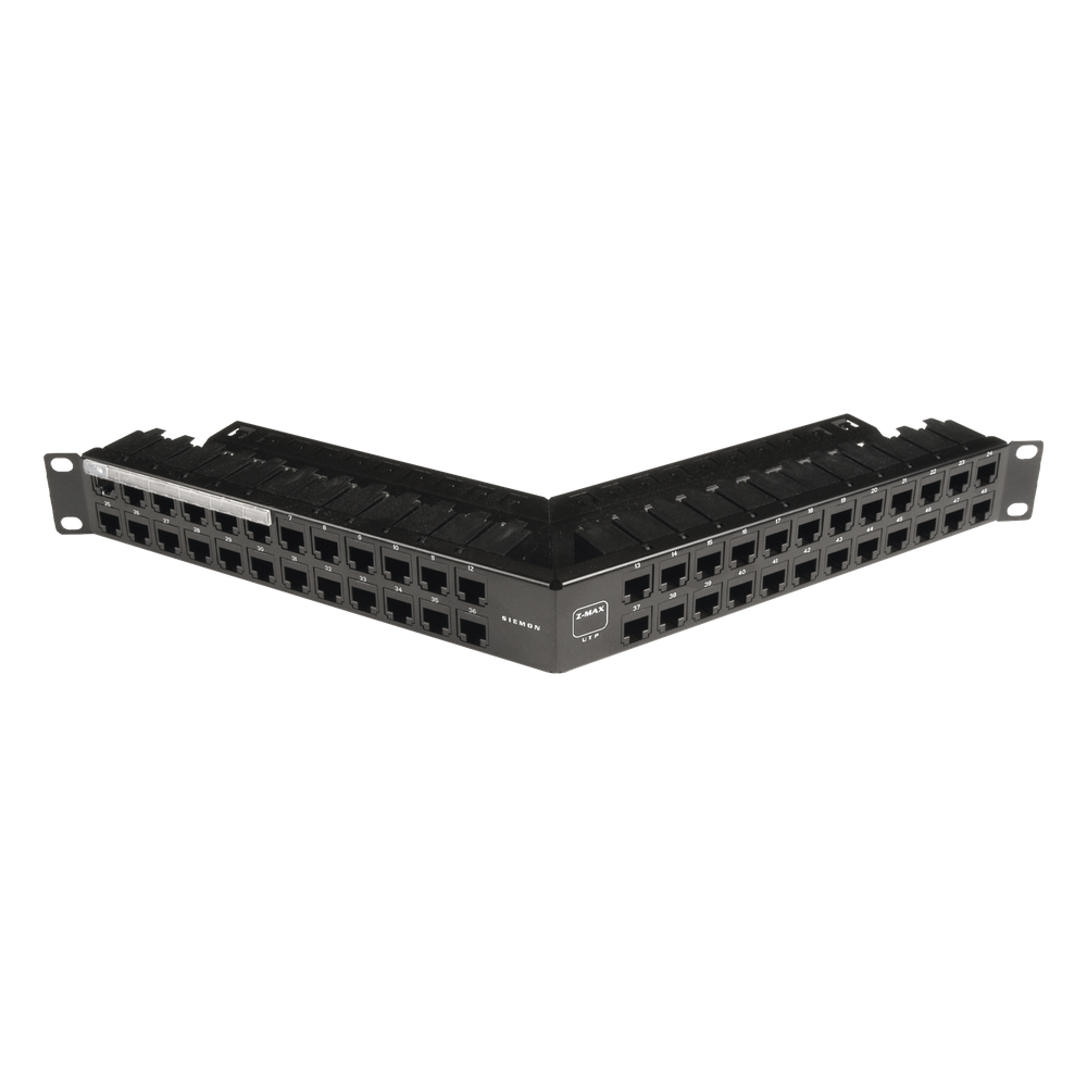 Panel de parcheo Cat6A 48 puertos, 1UR, blindado