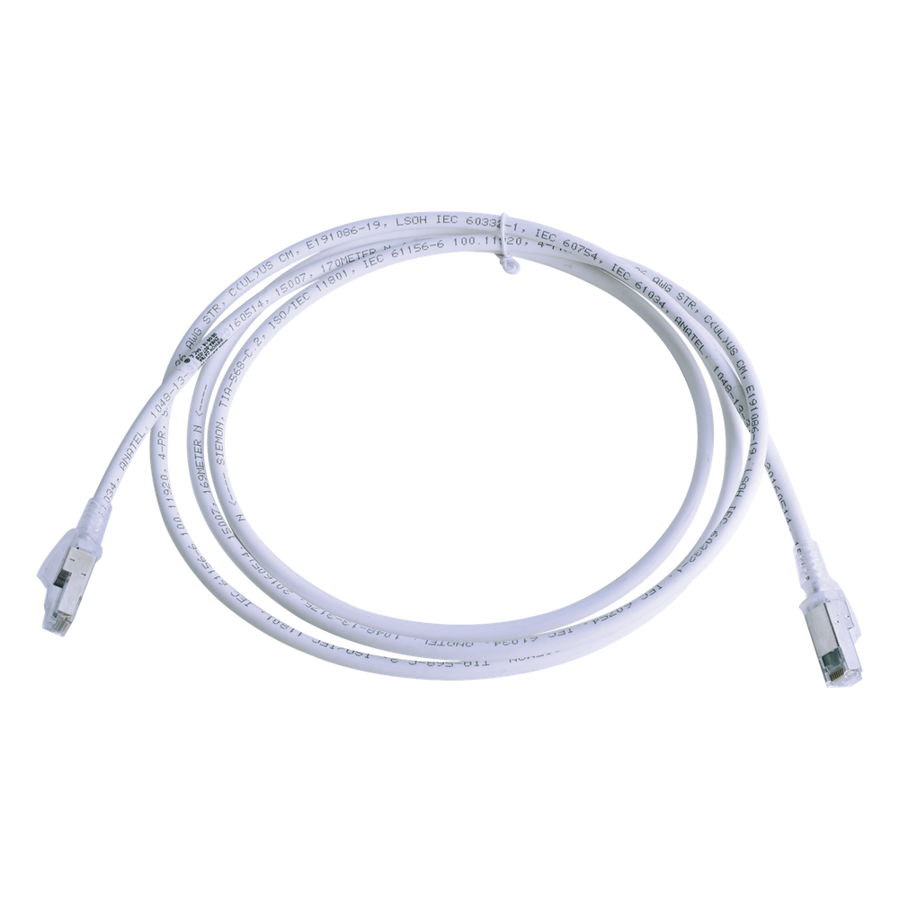 Patch cord Cat6A S/FTP, 2.13 m, blanco