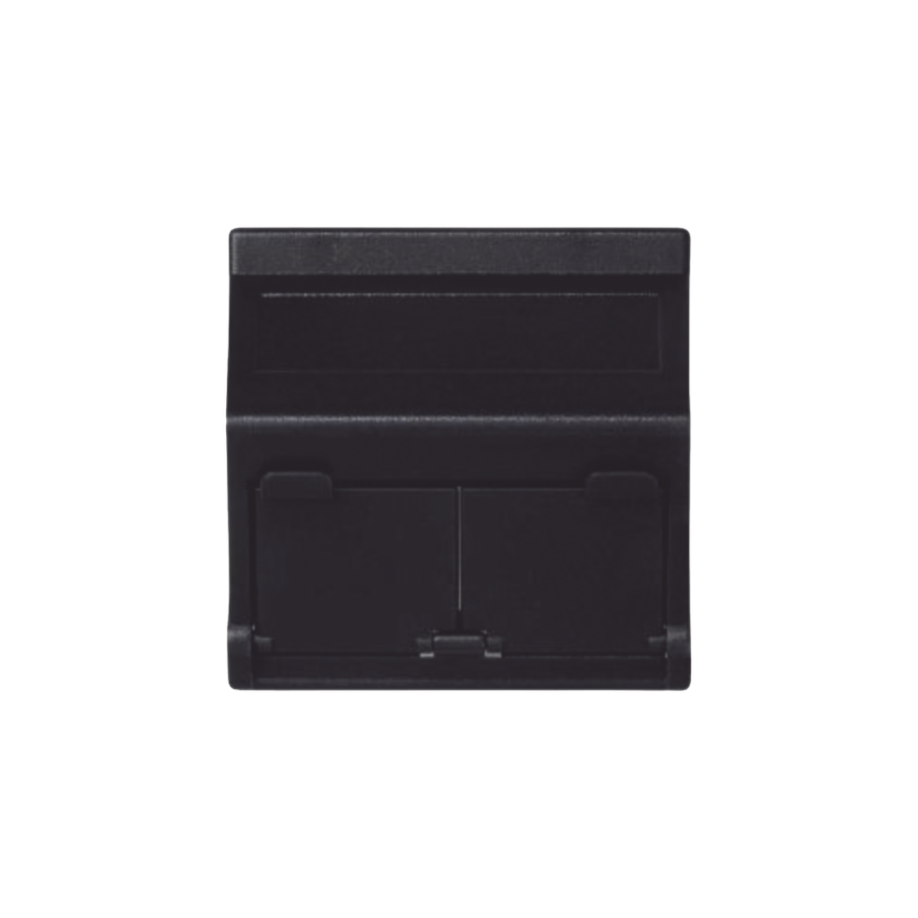 Placa Voz y Datos Inclinada con Guardapolvo y Adaptador Doble negro
