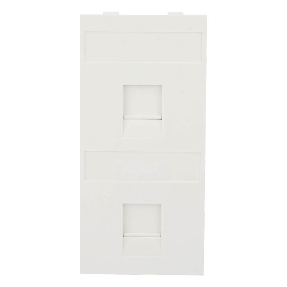 Placa Plana de Voz y Datos con Guardapolvo para 2 RJ45 2 puertos, blanco
