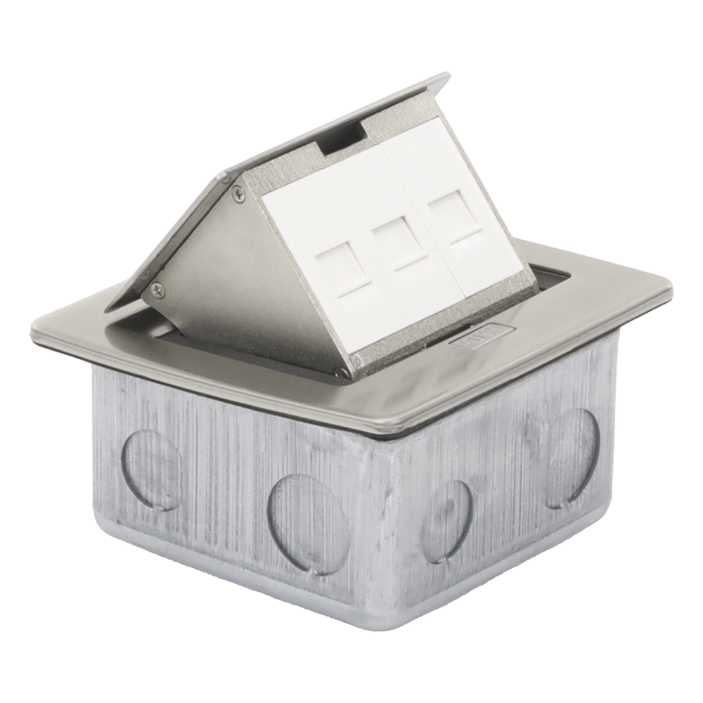 Mini Caja de Piso Rectangular para Datos y Conectores 3 puertos