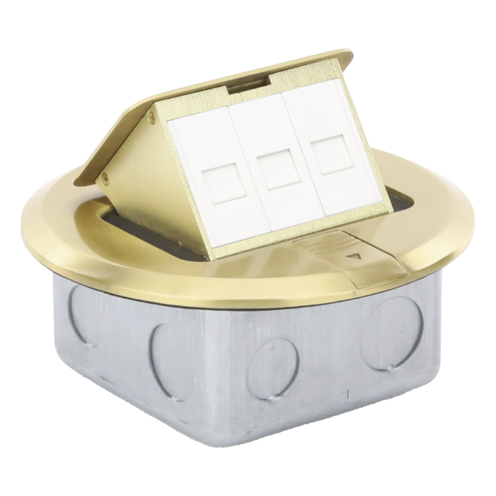 Mini Caja de Piso Redonda para Datos o Conectores Tipo Keystone