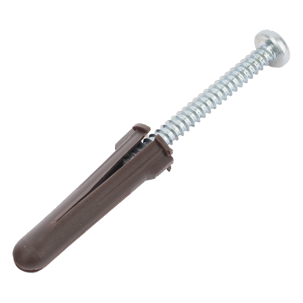 Paquete de 10 taquetes café 1 3/4" y 10 tornillos 10mm x 1 3/4"