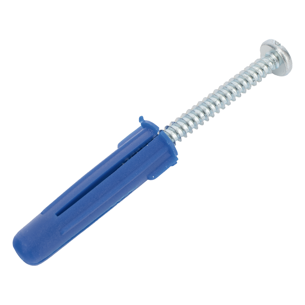 Paquete de 6 taquetes azul 2" y 6 tornillos 12mm x 2"