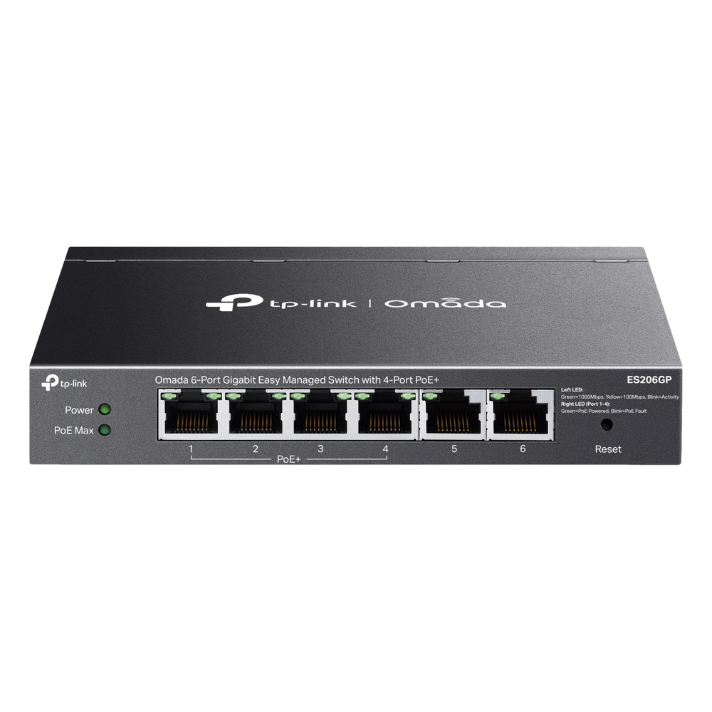 Switch 6 puertos, PoE+, Gigabit, 65 W