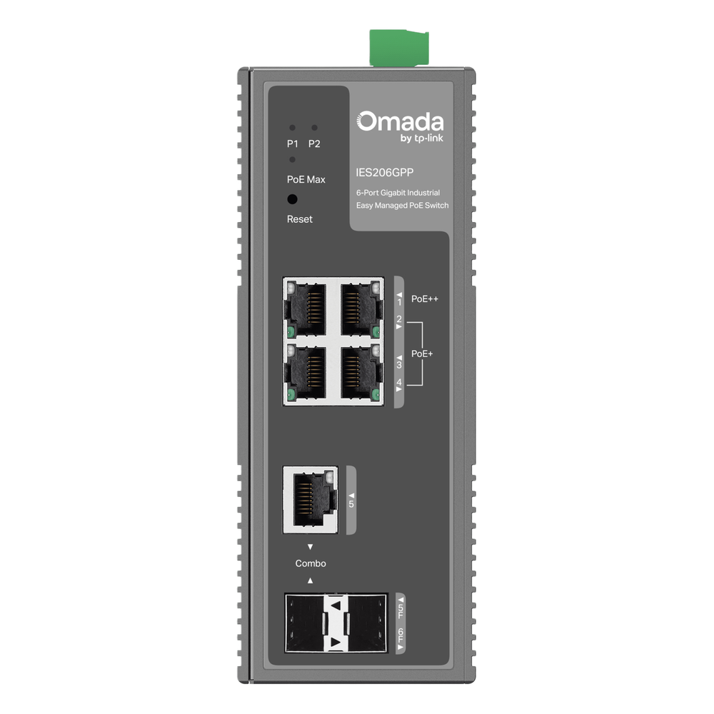 Switch industrial administrable 6 puertos, PoE, Gigabit, 120 W
