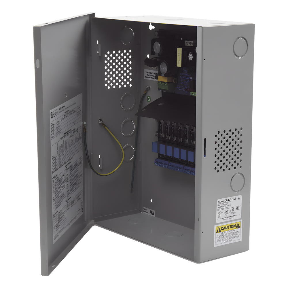 [AL400ULACM] Fuente de Poder con Respaldo, 12 o 24 Vcc, 4 A, 48 W, 8 Salidas, Para Control de Acceso, Entrada 115 Vca