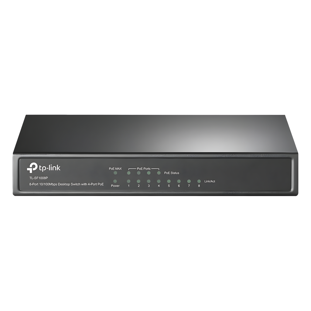 Switch no administrable 8 puertos, PoE+, 10/100 Mbps, 66 W