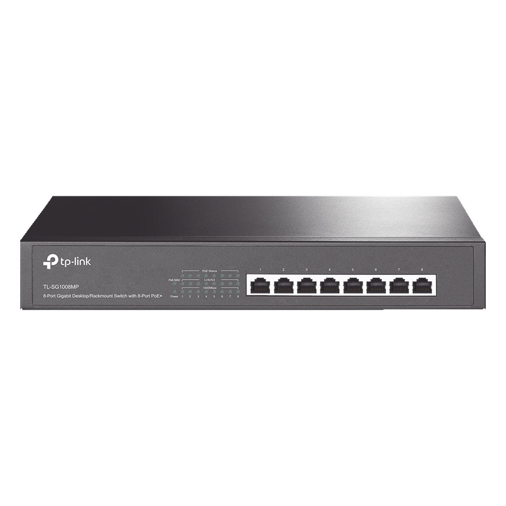 Switch no administrable 8 puertos, PoE+, Gigabit