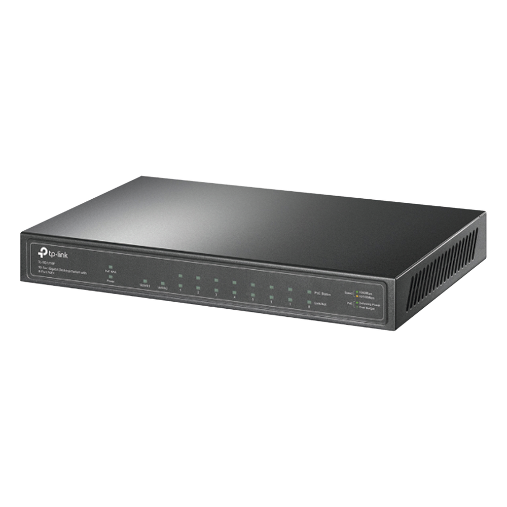 Switch no administrable 8 puertos, PoE+, Gigabit, 1 puertos SFP, 63 W