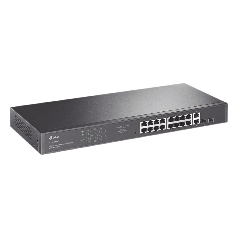 Switch no administrable 16 puertos, PoE, Gigabit, 2 puertos SFP, 250 W