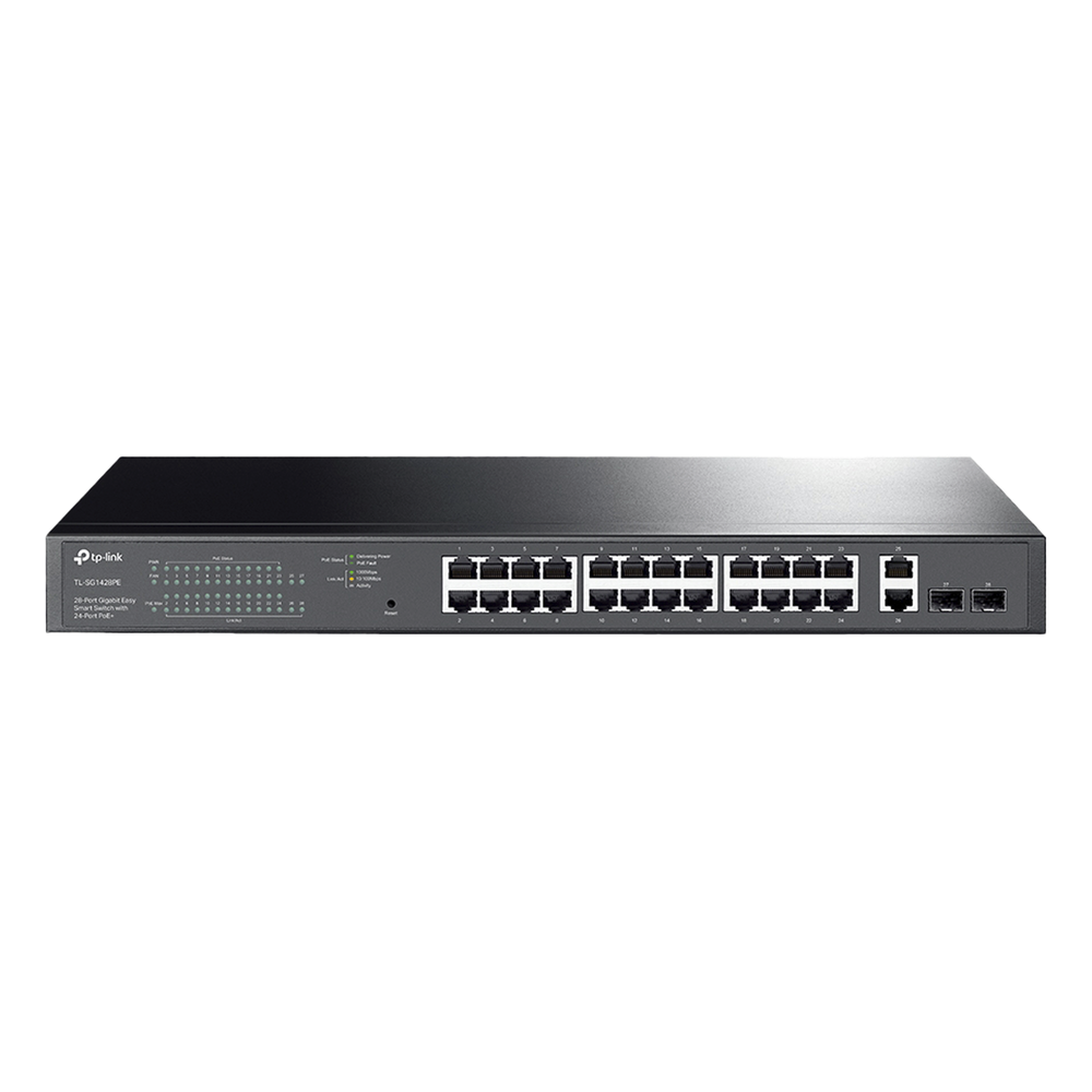 Switch administrable 24 puertos, PoE, Gigabit, 2 puertos SFP, 250 W