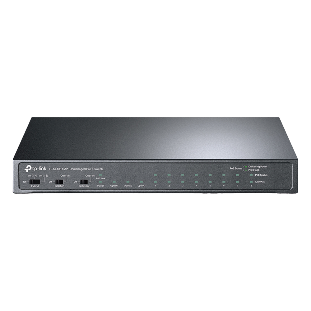 Switch no administrable 11 puertos, PoE+, 10/100 Mbps, 124 W