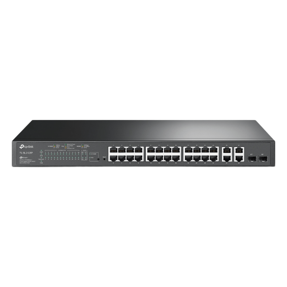 Switch administrable 24 puertos, PoE+, Gigabit, 2 puertos SFP, 250 W