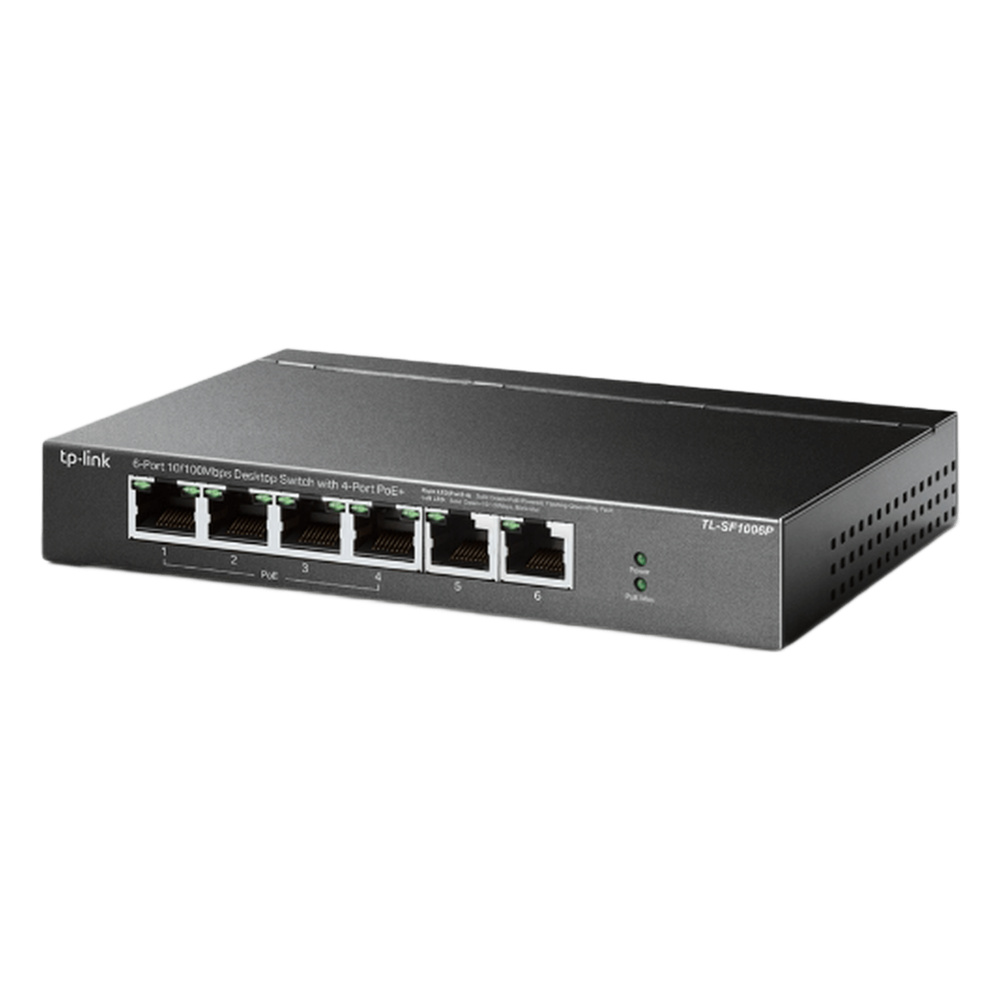 Switch no administrable 6 puertos, PoE, 10/100 Mbps, 67 W