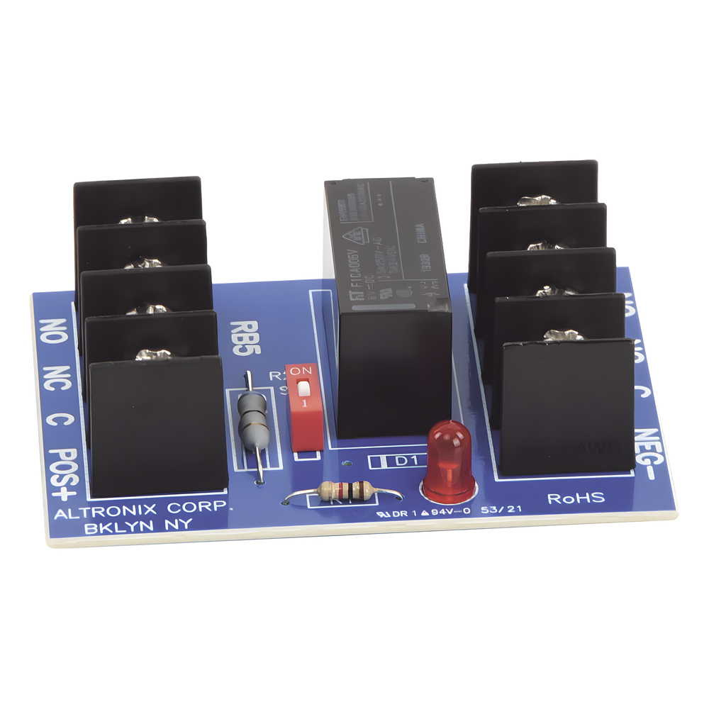 [RB5] Relé DPDT / Entrada 6 o 12VDC / Contactos 5A / 220VAC o 28VDC / Consumo 120mA / Indicador LED de Activación