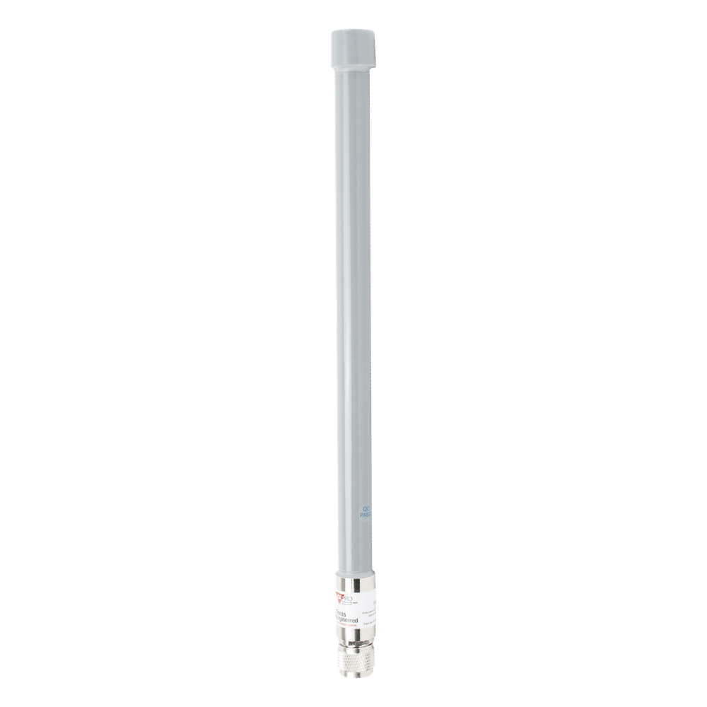 Antena Omnidireccional, mayor distancia de transmisión y recepción de señal en 360º, Doble banda de 2.4 / 5 GHz, Ganancia de 9 dBi, Conector N-macho, Adecuada para entornos exigentes