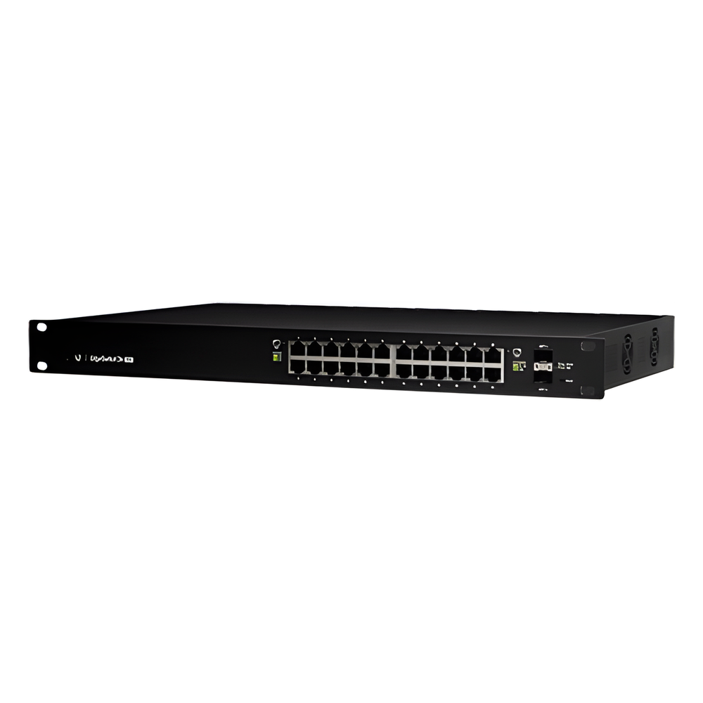 Switch administrable 24 puertos, PoE+, Gigabit, 2 puertos SFP, 250 W