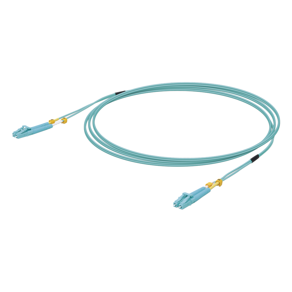 Jumper de fibra óptica OM3, LC-LC, dúplex, 3 m, aqua