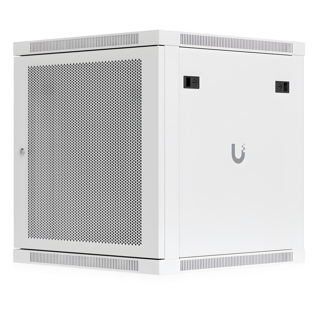 UACC Rack Cabinet 12U (598 x 600 mm) - Gabinete Cerrado para montaje en Pared con Puerta Frontal Perforada, Totalmente Ensamblado con Ventiladores Integrados y Paneles Removibles
