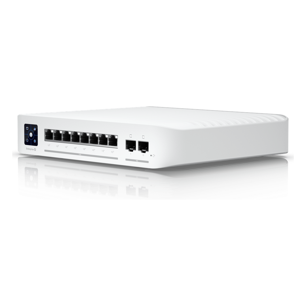 UniFi Switch Empresarial Capa 3 de 8 Puertos PoE 802.3af / at 2.5G + 2 Puertos 1 / 10G SFP+, 120W, Pantalla Informativa