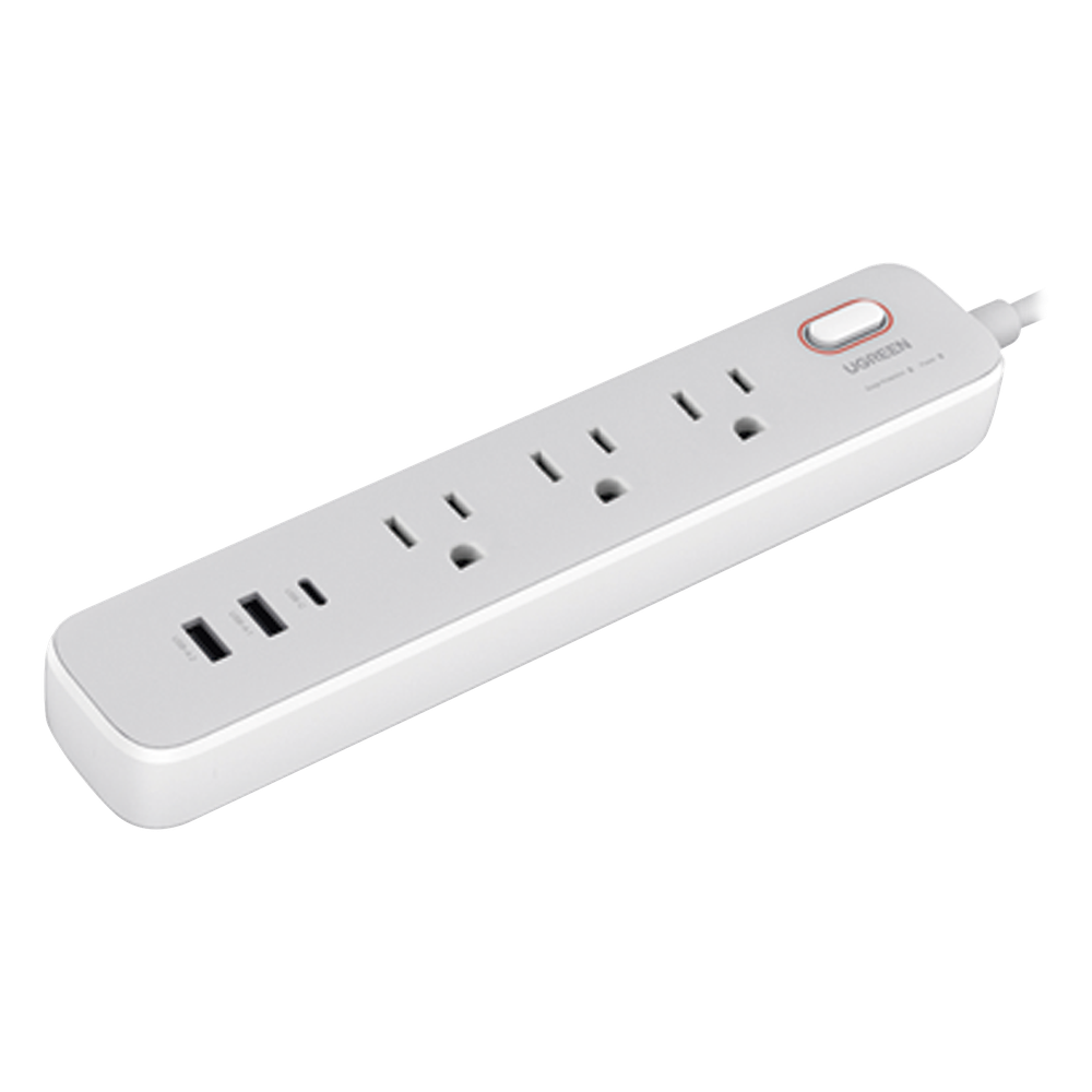 Regleta de Alimentación 30W 2 USB-A + 1 USB-C + 3 salidas AC