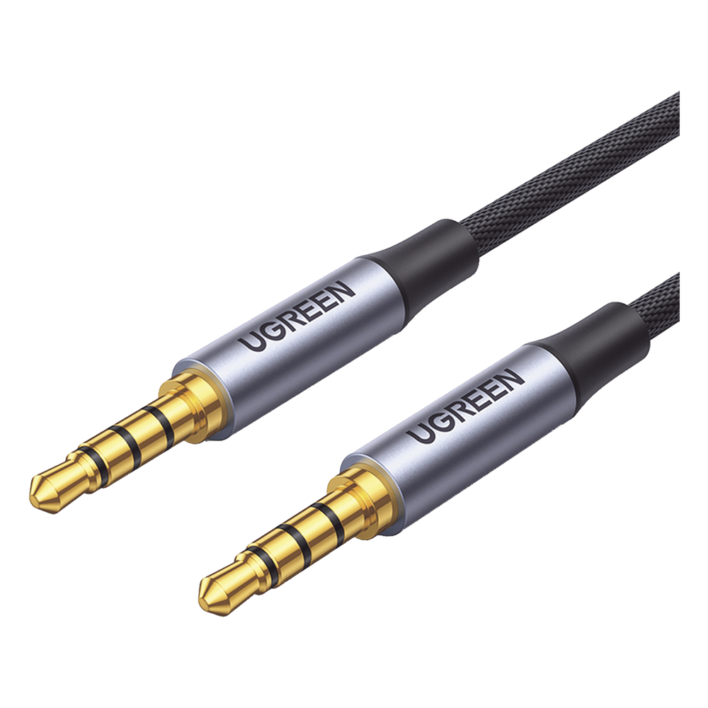 Cable Auxiliar de 3.5mm / Cable Audio Estéreo / Núcleo de Alambre de Cobre Esmaltado / Carcasa de Aluminio Azul + Nylon Trenzado / Soporta Micrófono / 2 Metros