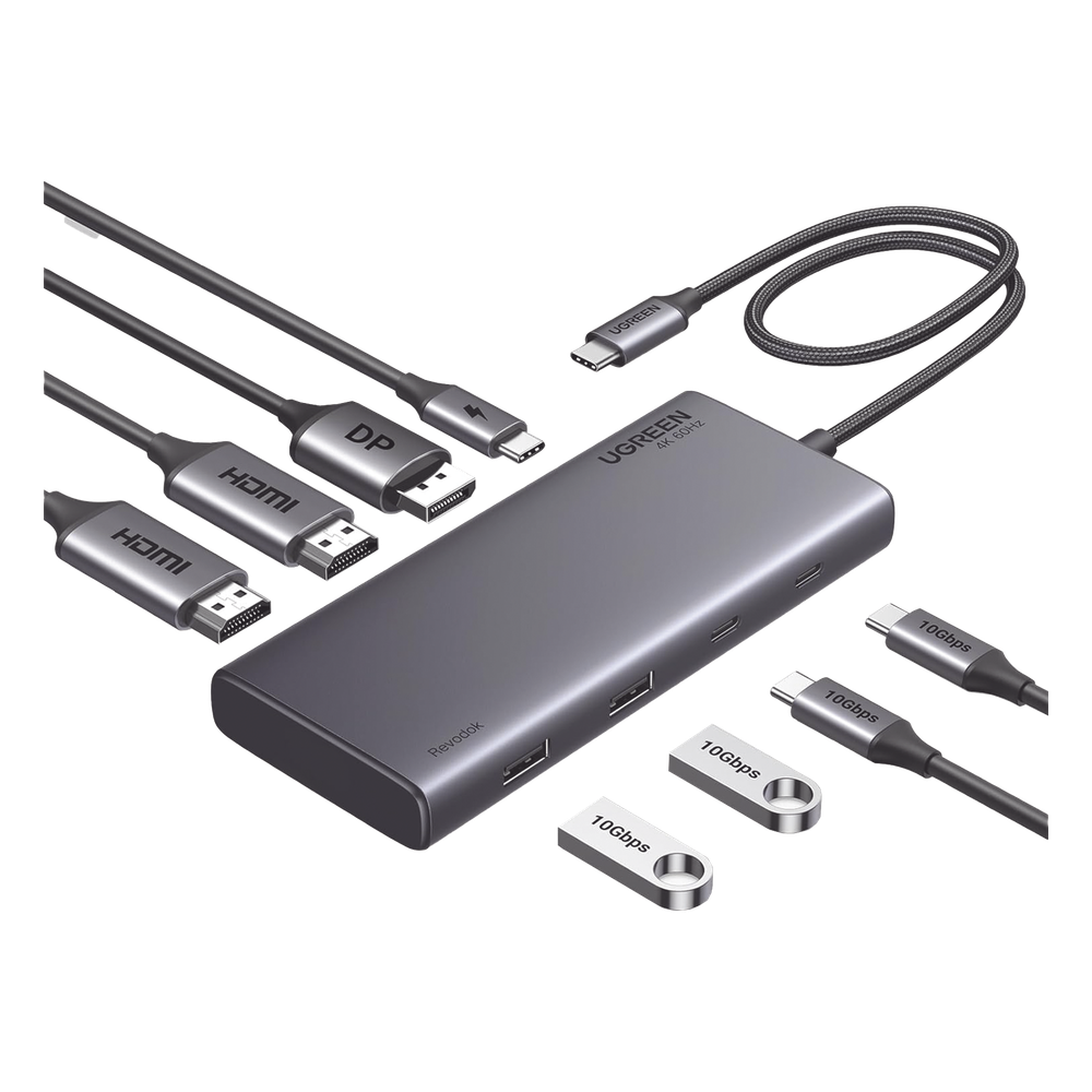 HUB USB-C (Docking Revodok 308) 8 en 1 2 puertos