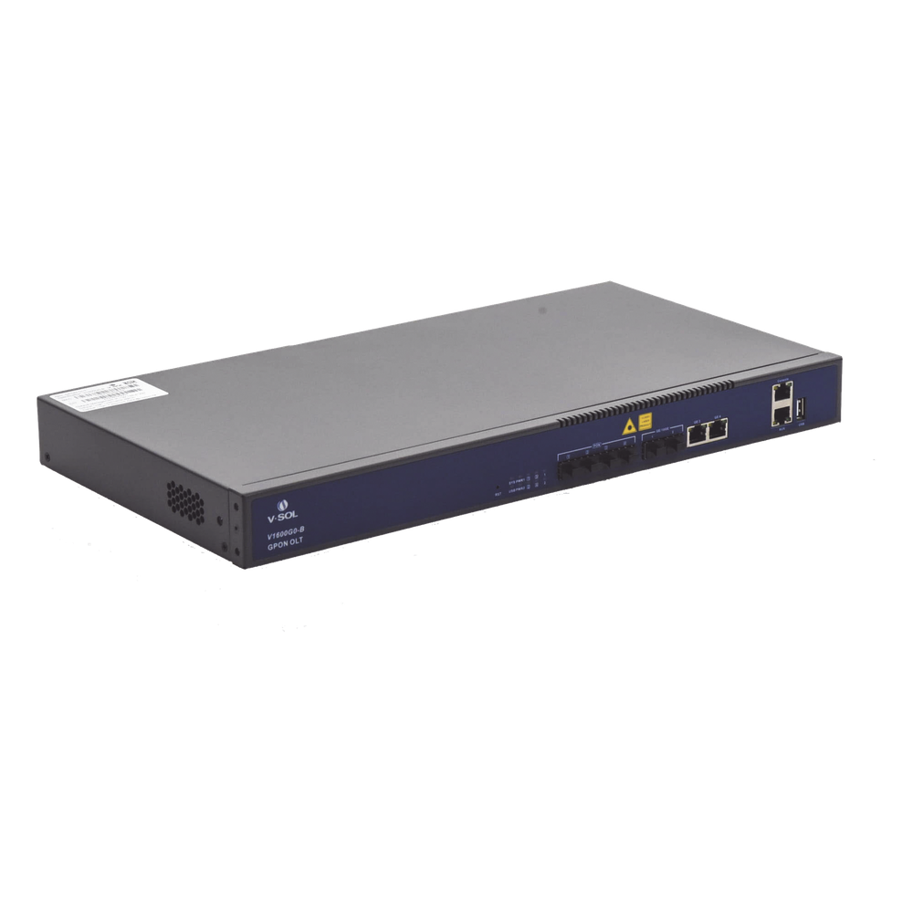 OLT de 4 puertos GPON con 4 puertos Uplink (2 puertos Gigabit Ethernet + 2 Puertos SFP+), hasta 512 ONUS