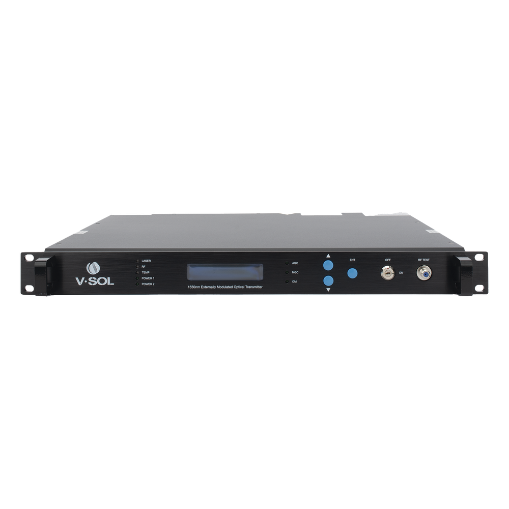 [V8810TE-9] Transmisor Óptico de 2 salidas de 9dB con doble fuente de poder