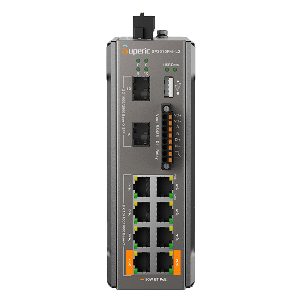 Switch administrable 8 puertos, PoE, Gigabit, capa 2, 2 puertos SFP