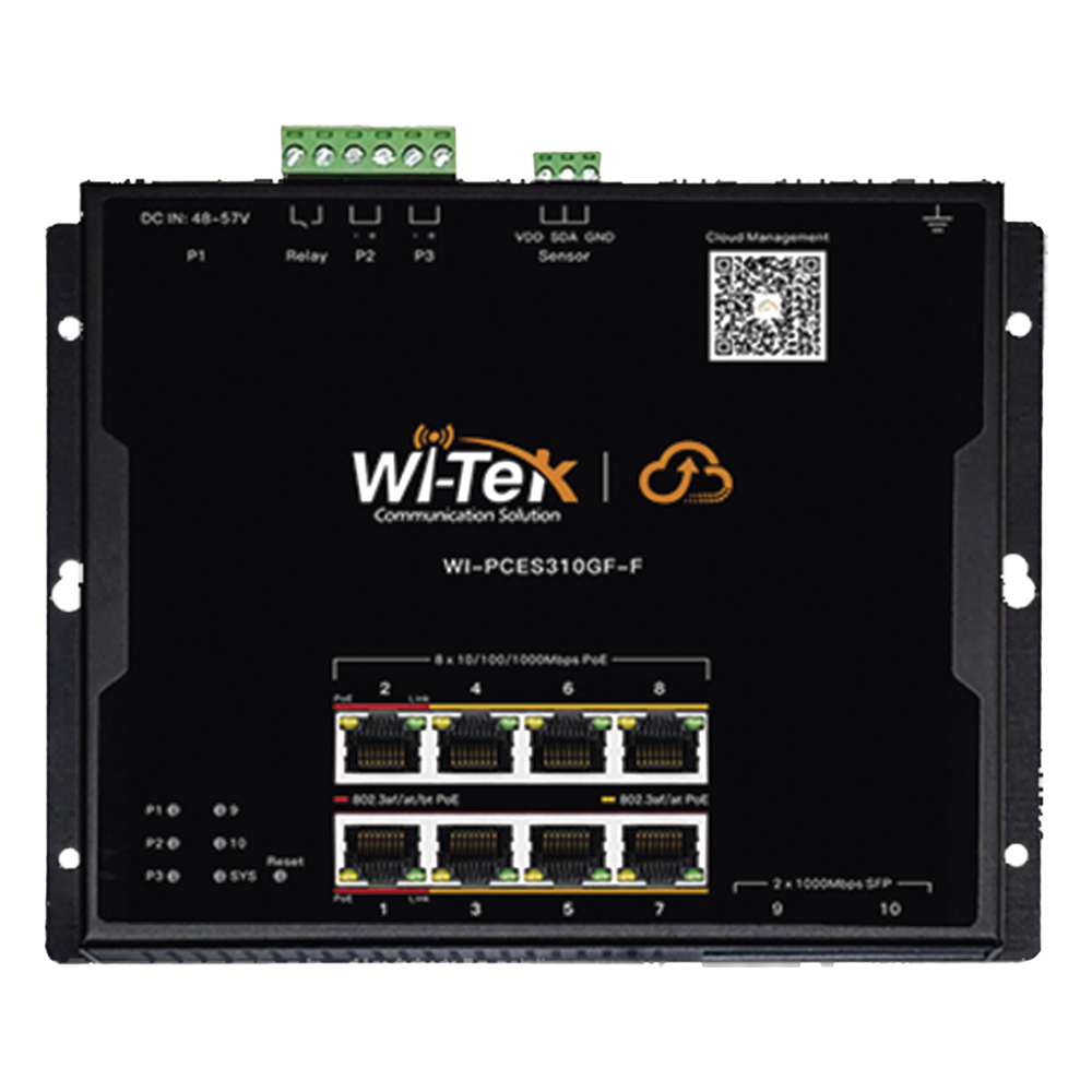Switch industrial administrable 8 puertos, PoE, Gigabit, capa 2, 2 puertos SFP