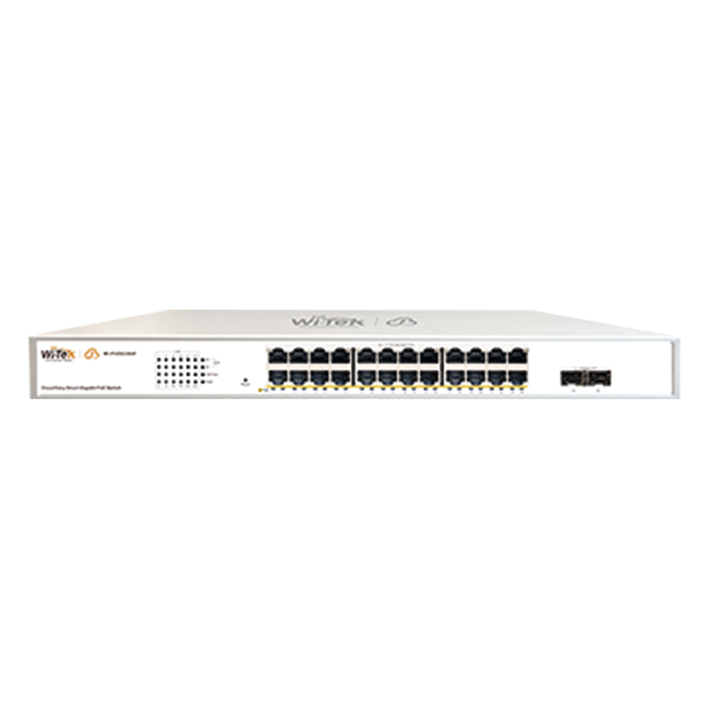 Switch Administrable PoE / 24 puertos PoE af / at Gigabit / 2 x SFP Gigabit / Administración Cloud Gratuita / Presupuesto 370 W