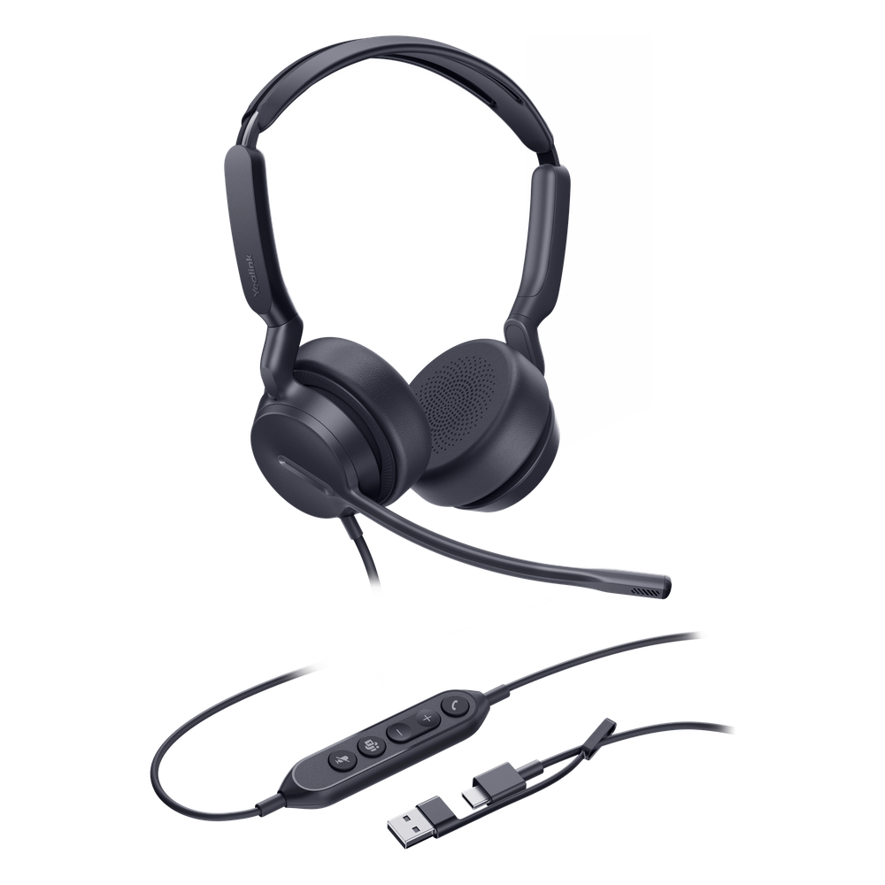 [UH42-DUAL-TEAMS-USB-C/A] Auriculares Yealink UH42 Dual con cancelación de ruido para Microsoft Teams, USB-con A e indicador de ocupado