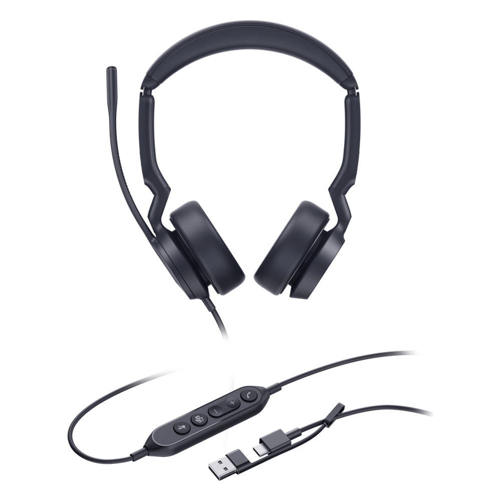 Auriculares Yealink UH44 Dual con cancelación de ruido por IA para Microsoft Teams, USB-con A e indicador de ocupado
